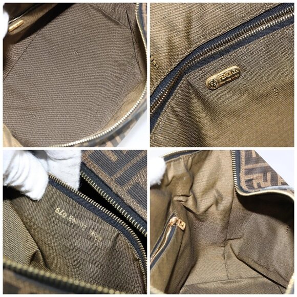 FENDI Zucca Canvas Vanity Hand Bag Black Brown Auth 146506 - Picture 15 of 16